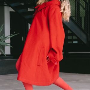 Vintage Wool Blend Coat In Red 34W